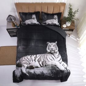 3D Reactive Print White Tiger All Season Comforter Set Twin - S14