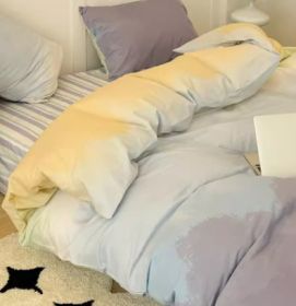 Simple Gradient Color Bed Four Sets Of Cotton Pure Cotton (Option: Gradation violet-0.9m bed sheet 1.5m)