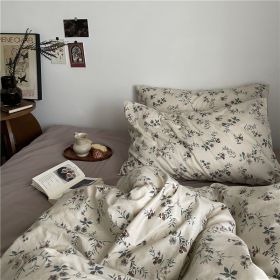 Garden Small Floral Cotton Bed 4-piece Summer Girly Bedding Set (Option: 120cm three piece set-Afternoon Time Floral Pillow)