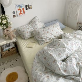 Garden Small Floral Cotton Bed 4-piece Summer Girly Bedding Set (Option: 120cm three piece set-Once Upon a Time flower)