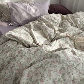 Garden Small Floral Cotton Bed 4-piece Summer Girly Bedding Set (Option: 120cm three piece set-Romantic Floral Taro)