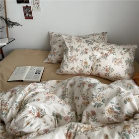 Garden Small Floral Cotton Bed 4-piece Summer Girly Bedding Set (Option: 120cm three piece set-Wild tea flower pillow)