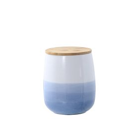 Ceramic Belly Jar Kitchen Coarse Cereals Dry Goods Moisture-proof Storage Tank (Option: Medium Blue 1200ml)