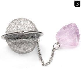 Natural Raw Gemstone Filter Ball Stew Ingredients Ball Stainless Steel Tea Filter (Option: Light Amethyst)