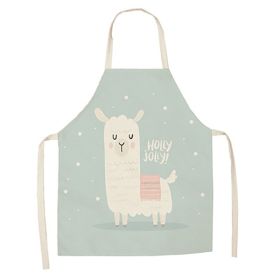 Cartoon Alpaca Cactus Cotton Linen Apron (Option: Style23-45x56cm)