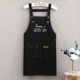 Household Kitchen Apron Women's Fashion Simple Waterproof Oil-proof Western Style Apron (Color: Black)