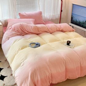 Cream Girl Gradient Color Milk Fiber Four-piece Set (Option: Velvet Pink Mist Girl Xk-120cm Bed Sheet)