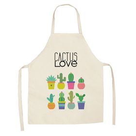 Cartoon Alpaca Cactus Cotton Linen Apron (Option: Style19-45x56cm)