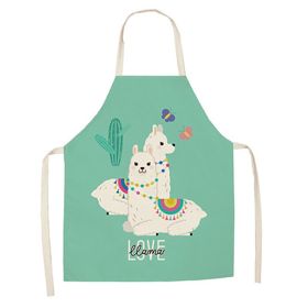 Cartoon Alpaca Cactus Cotton Linen Apron (Option: Style8-45x56cm)