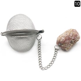 Natural Raw Gemstone Filter Ball Stew Ingredients Ball Stainless Steel Tea Filter (Option: Strawberry Quartz)