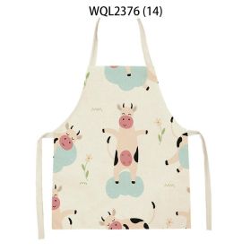 Anti-fouling Cartoon Apron Kitchen Printing Sleeveless Blouse (Option: WQL2376 14-68 55cm)