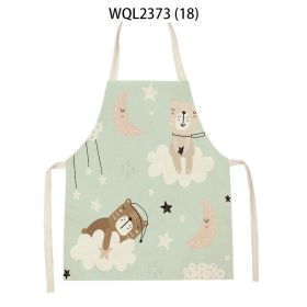 Anti-fouling Cartoon Apron Kitchen Printing Sleeveless Blouse (Option: WQL2373 18-68 55cm)