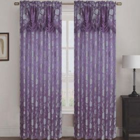 Molly Jacquard Rod Pocket Panel with Attached (Color: Purple)