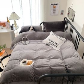 Cream Girl Gradient Color Milk Fiber Four-piece Set (Option: Velvet Gradient Gray Ye-120cm Bed Sheet)