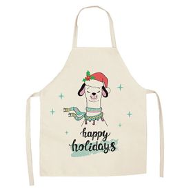 Cartoon Alpaca Cactus Cotton Linen Apron (Option: Style20-45x56cm)