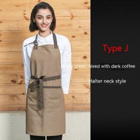 Coffee Tea Shop Adjustable Canvas Neck-hanging Apron (Option: W040 20)