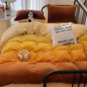 Cream Girl Gradient Color Milk Fiber Four-piece Set (Option: Velvet Gradient Yellow-120cm Bed Sheet)