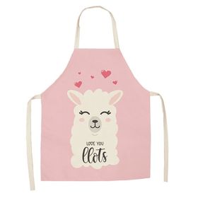 Cartoon Alpaca Cactus Cotton Linen Apron (Option: Style27-65x53cm)