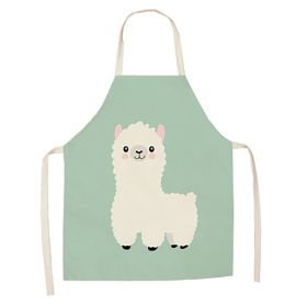 Cartoon Alpaca Cactus Cotton Linen Apron (Option: Style1-65x53cm)