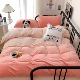 Cream Girl Gradient Color Milk Fiber Four-piece Set (Option: Gradually Varied Pink Ye-180cm Bed Sheet)