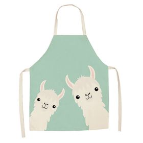 Cartoon Alpaca Cactus Cotton Linen Apron (Option: Style18-55x68cm)